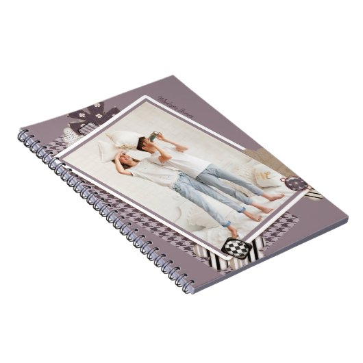 自分の写真名をモダン追加ガーリーパーソナライズされたする ノートブック (右側)