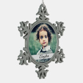 自分の写真名を作成 スノーフレークピューターオーナメント (左)