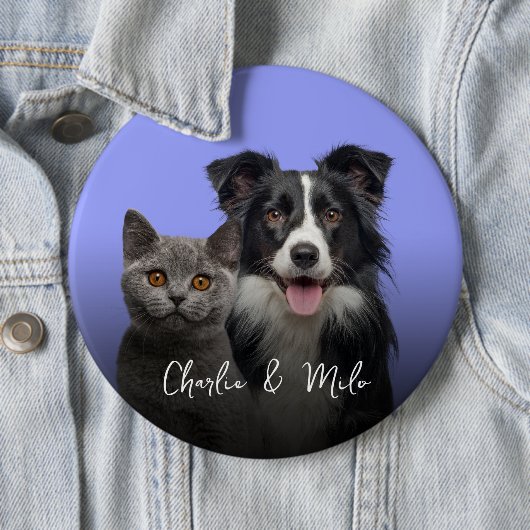 自分の写真犬の猫を作成し、4つのボタンの名前 缶バッジ (インサイチュ)