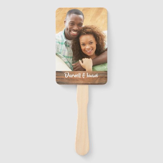 自分の写真素朴モノグラムの結婚の ハンドファン (正面)