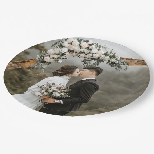 自分の写真結婚カップルの作成 ペーパープレート (アングル)