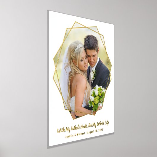 自分の写真結婚ゴールドフォイル実在のプリントを追加 箔ポスター (レイダウン)