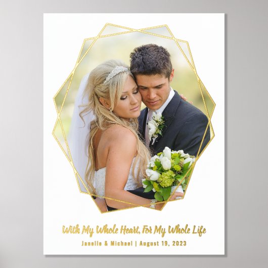 自分の写真結婚ゴールドフォイル実在のプリントを追加 箔ポスター (正面)