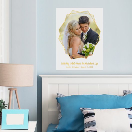 自分の写真結婚ゴールドフォイル実在のプリントを追加 箔ポスター (インサイチュ (寝室))