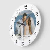 自分の写真結婚名を白黒で作成する ラージ壁時計 (傾斜)