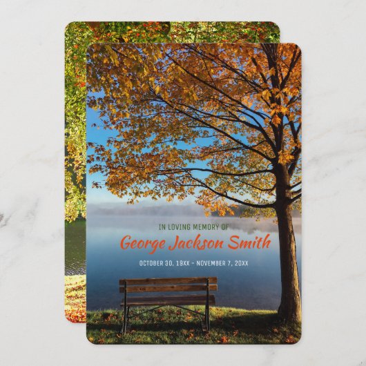 自分の写真追悼式秋秋 招待状 (正面/裏面)