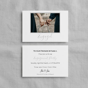 自分の写真、婚約した発表パーティー サンキューカード