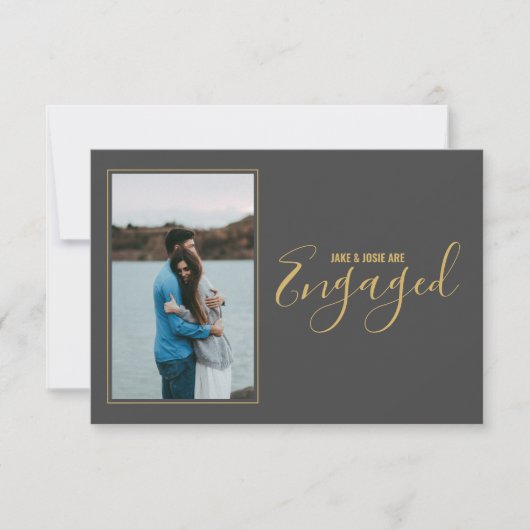 自分の写真、婚約の案内 サンキューカード (正面)