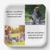 自分の写真、文字、背景を追加する ペーパープレート (正面)