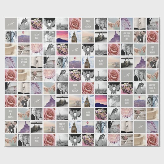 自分の写真 | 51画像結婚コラージュのギフト ラッピングペーパー (フラット)