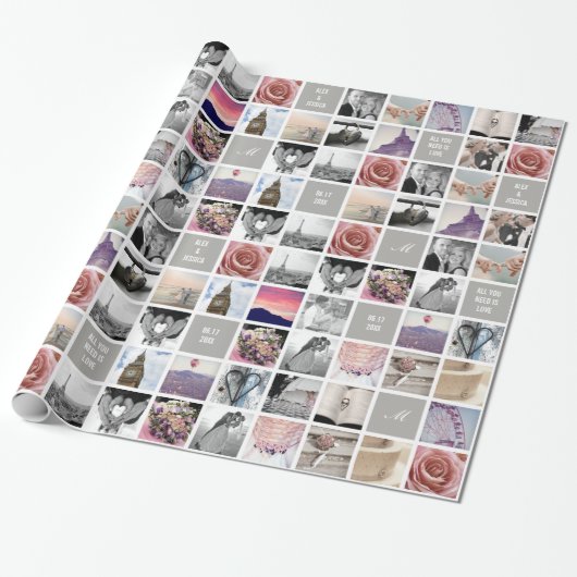 自分の写真 | 51画像結婚コラージュのギフト ラッピングペーパー (アンロールド)