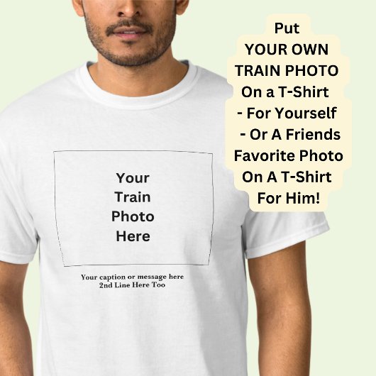 自分の列車の写真とキャプションを白に追加 Tシャツ