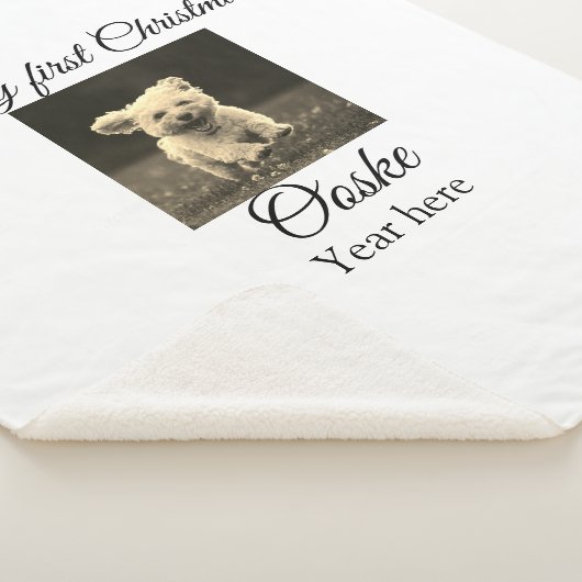 自分の初めてのクリスマスがペット名を追加する年写真 シェルパブランケット (3/4)