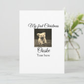 自分の初めてのクリスマスがペット名を追加する年写真 シーズンカード (スタンド正面)