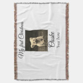 自分の初めてのクリスマスがペット名を追加する年写真 スローブランケット (正面縦)