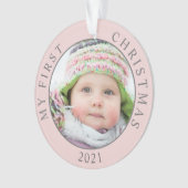 自分の初めてのクリスマスのベビー写真と年 オーナメント (正面)