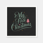 自分の初めてのクリスマスの一致するファミリクリスマス 生まれたばかりの スタンダードカクテルナプキン (正面)