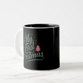 自分の初めてのクリスマスの一致するファミリクリスマス 生まれたばかりの ツートーンマグカップ (正面左)