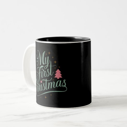 自分の初めてのクリスマスの一致するファミリクリスマス 生まれたばかりの ツートーンマグカップ (正面左)