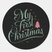 自分の初めてのクリスマスの一致するファミリクリスマス 生まれたばかりの ラウンドシール (正面)