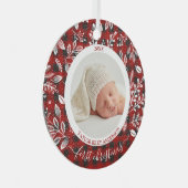 自分の初めてのクリスマスの写真のプレイド メタルオーナメント (正面右)