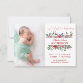 自分の初めてのクリスマスの写真の誕生発表 案内状 (正面)