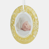 自分の初めてのクリスマスの写真金ゴールド ガラスオーナメント (正面左)