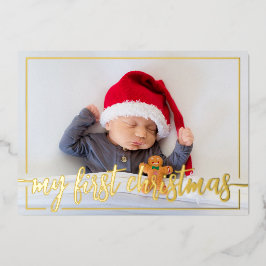 自分の初めてのクリスマスの写真 箔シーズンカード