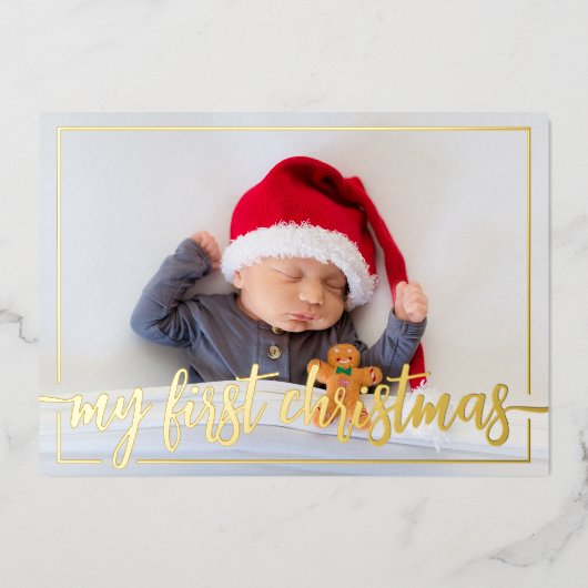 自分の初めてのクリスマスの写真 箔シーズンカード (正面)