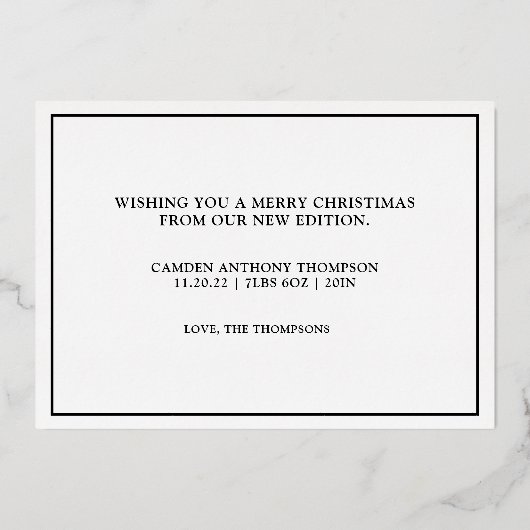 自分の初めてのクリスマスの写真 箔シーズンカード (裏面)