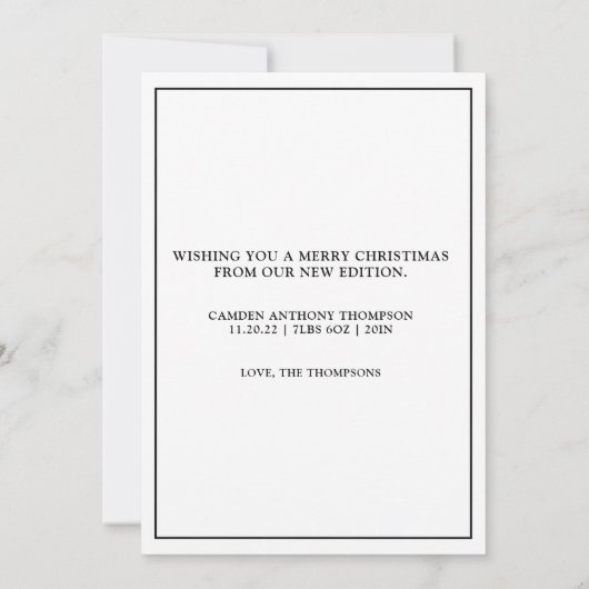 自分の初めてのクリスマスの縦写真 シーズンカード (裏面)