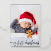 自分の初めてのクリスマスの縦写真 箔シーズンカード (正面)