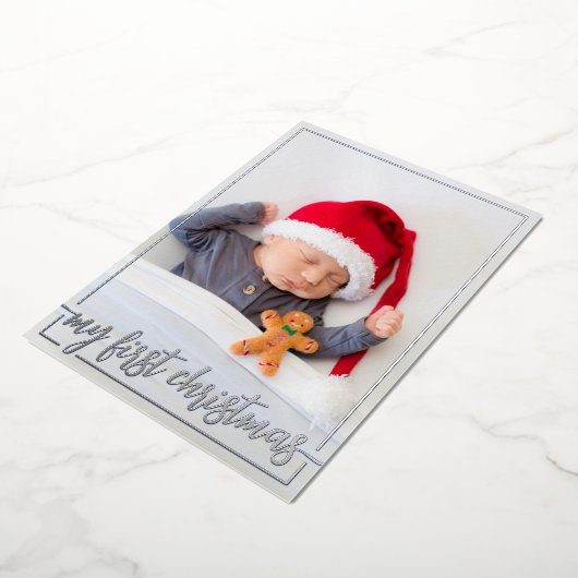 自分の初めてのクリスマスの縦写真 箔シーズンカード (回転した状態)