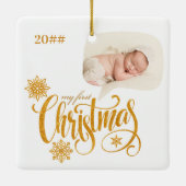 自分の初めてのクリスマスの音声バブルベビー写真 セラミックオーナメント (裏面)