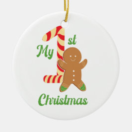 自分の初めてのクリスマスジンジャーブレッドマン セラミックオーナメント