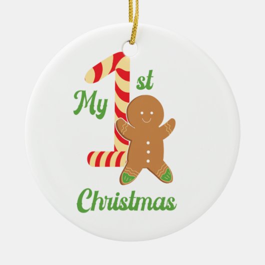 自分の初めてのクリスマスジンジャーブレッドマン セラミックオーナメント (正面)