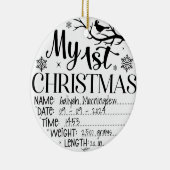 自分の初めてのクリスマスパーソナライズされた名日時 セラミックオーナメント (右)