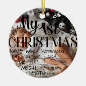 自分の初めてのクリスマスパーソナライズされた名日時 セラミックオーナメント (正面)
