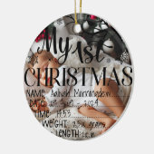 自分の初めてのクリスマスパーソナライズされた名日時 セラミックオーナメント (左)