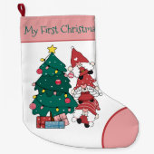 自分の初めてのクリスマスパーソナライズされた格言 ラージクリスマスストッキング (正面)