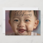 自分の初めてのクリスマスベビーの写真の名前を追加する年モダン シーズンカード (裏面)