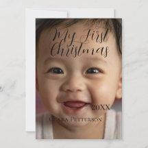 自分の初めてのクリスマスベビーの写真の名前を追加する年モダン