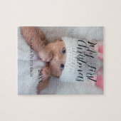 自分の初めてのクリスマスベビーの写真の名前を追加する年モダン ジグソーパズル (横)