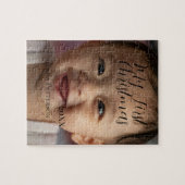 自分の初めてのクリスマスベビーの写真の名前を追加する年モダン ジグソーパズル (横)