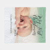 自分の初めてのクリスマスベビーの写真の名前を追加する年モダン フリースブランケット (正面(横))