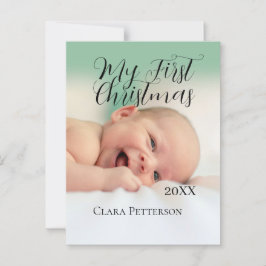 自分の初めてのクリスマスベビーの写真の名前を追加する年モダン ポストカード