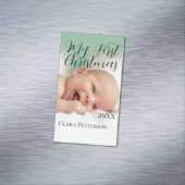 自分の初めてのクリスマスベビーの写真の名前を追加する年モダン マグネット名刺 (インサイチュ)