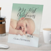 自分の初めてのクリスマスベビーの写真の名前を追加する年モダン 台座サイン (インサイチュ)