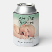 自分の初めてのクリスマスベビーの写真の名前を追加する年モダン 缶クーラー (缶裏面)