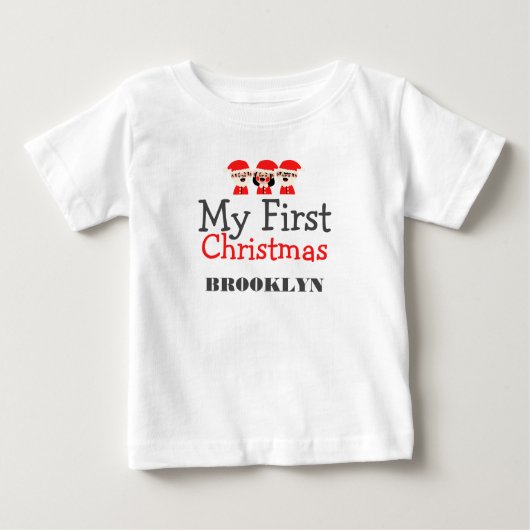 自分の初めてのクリスマスベビーパーソナライズされた名 ベビーTシャツ (正面)